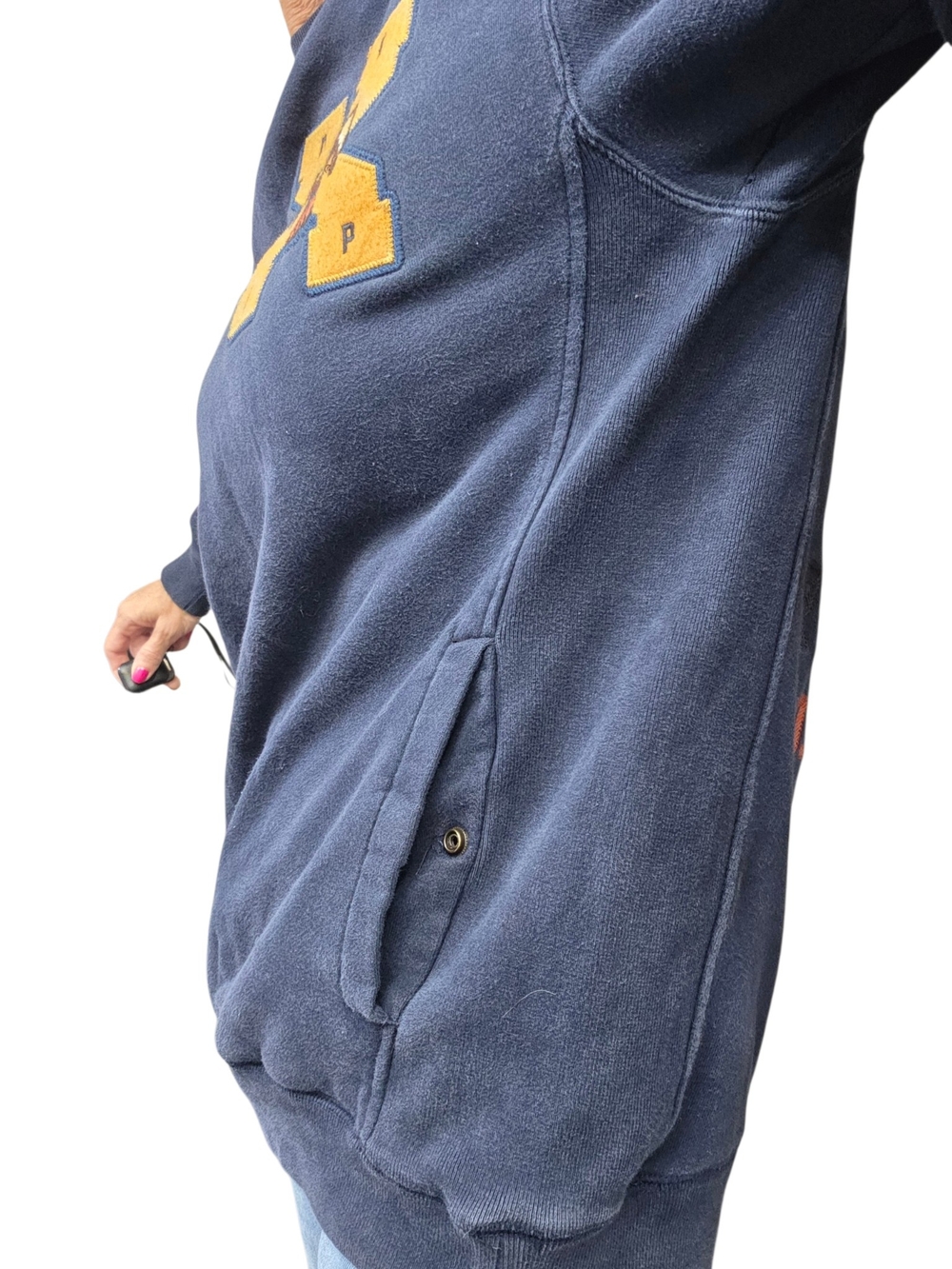 10.Deep Embroidered Navy Pocket Sweatshirt L Streetwear - Picture 7 of 9